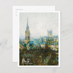 Bath United Kingdom Oil Paint City Landscape Postcard