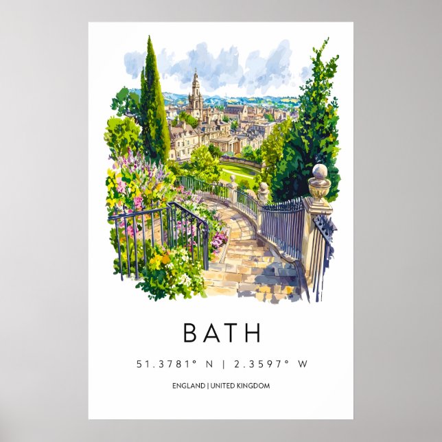 Bath Watercolor 3 Poster (Front)