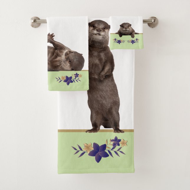 Bath Wild Animals Weasels  -  Baby Otters Towel Set (Insitu)