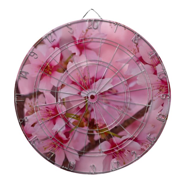 Bathed in Pink Japanese Cherry Blossoms Dartboard (Front)