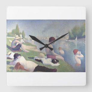 Bathers at Asnières by Georges Pierre Seurat Square Wall Clock