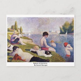 Bathers At Asnieres, By Seurat Georges Postcard