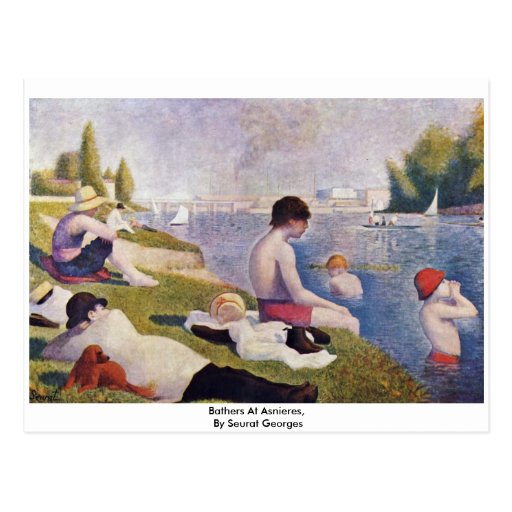 Image of Bathers At Asnieres, By Seurat Georges Postcard