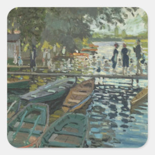 Bathers at La Grenouillère (1896) Claude Monet Art Square Sticker