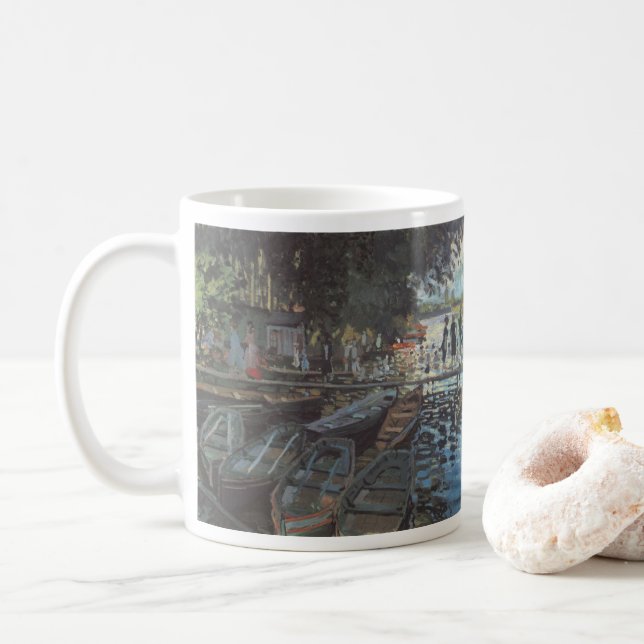 Bathers at La Grenouillère by Claude Monet Coffee Mug (With Donut)
