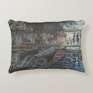 Bathers at La Grenouillère by Claude Monet Decorative Cushion