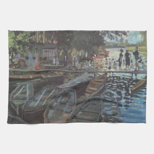 Bathers at La Grenouillère by Claude Monet Tea Towel (Horizontal)