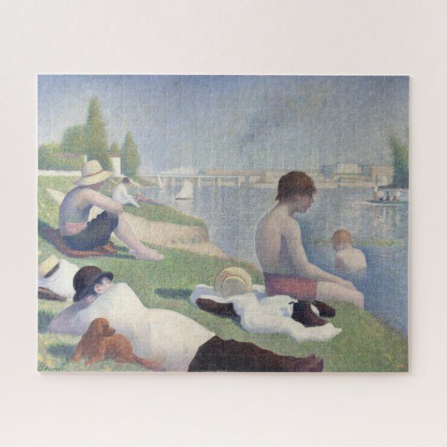 Bathers Georges Seurat Neo Impressionist Painting Jigsaw Puzzle (Horizontal)