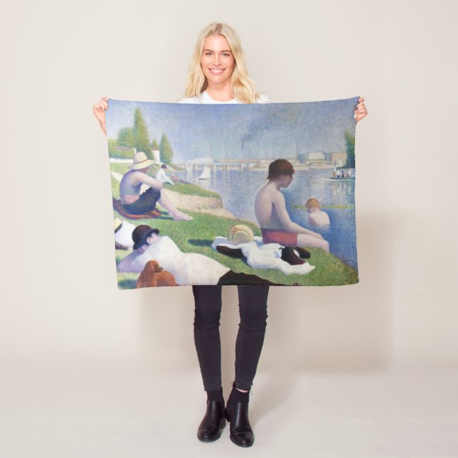 Bathers in Asnieres, Seurat Fleece Blanket (In Situ)