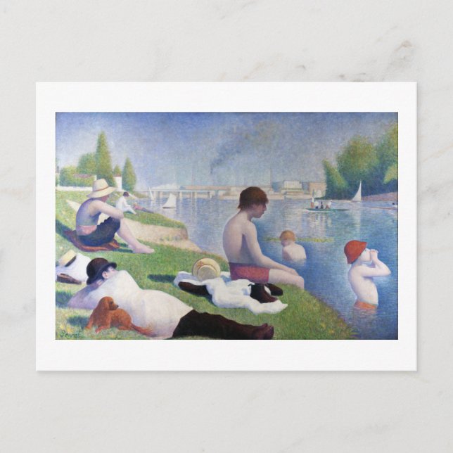 Bathers in Asnieres, Seurat Postcard (Front)