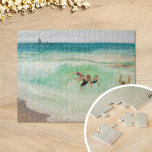 Bathers in the Wave | Henri Lebasque Jigsaw Puzzle<br><div class="desc">Bathers in the Wave | Baigneurs dans la vague (circa 1922) | Original artwork by French post-impressionist painter Henri Lebasque (1865–1937). The piece depicts several swimmers at the beach in the blue-green ocean water. 

Use the design tools to add custom text or personalise the image.</div>