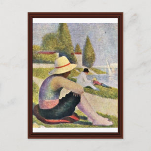 Bathing At Asnieres Detail By Seurat Georges Postcard