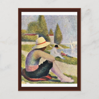 Bathing At Asnieres Detail By Seurat Georges Postcard