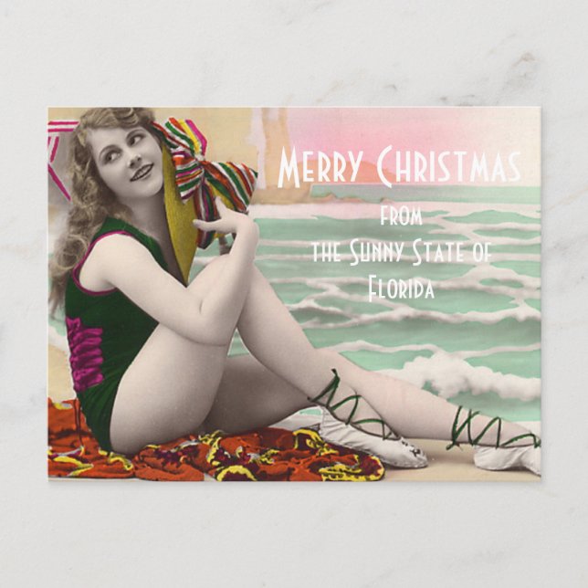 Bathing Beauties of the Past Florida Christmas Holiday Postcard (Front)