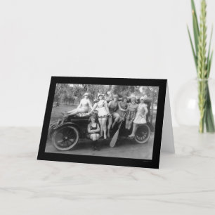 Bathing Beauties on a Car 1919 Card