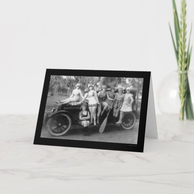 Bathing Beauties on a Car 1919 Card (Front)