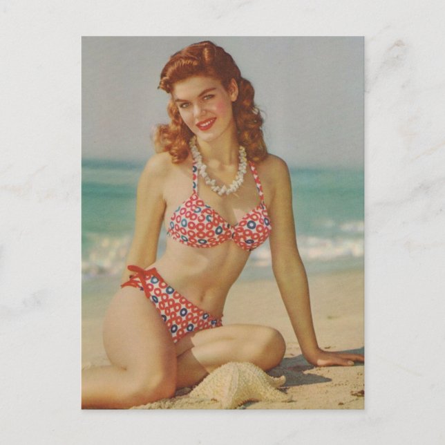 Bathing beauty bikini girl Vintage photo Postcard (Front)