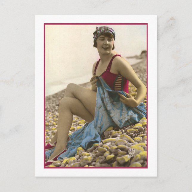 Bathing Beauty in raspberry bathing suit Postcard (Front)