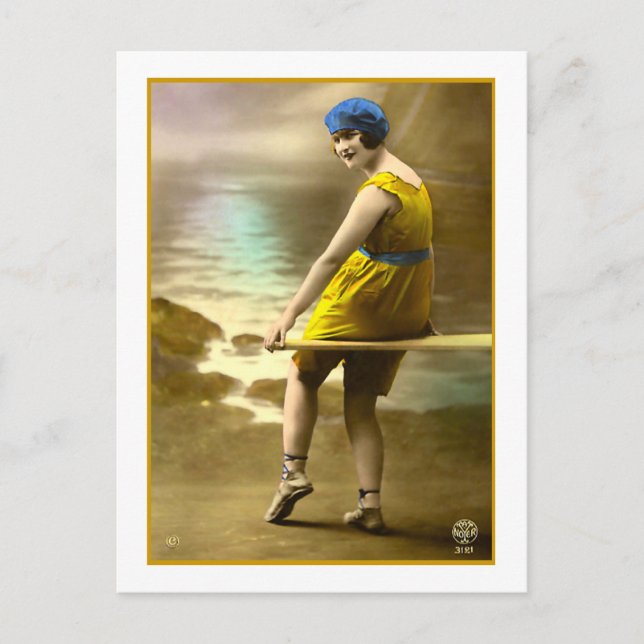 Bathing Beauty in yellow and blue Postcard (Front)