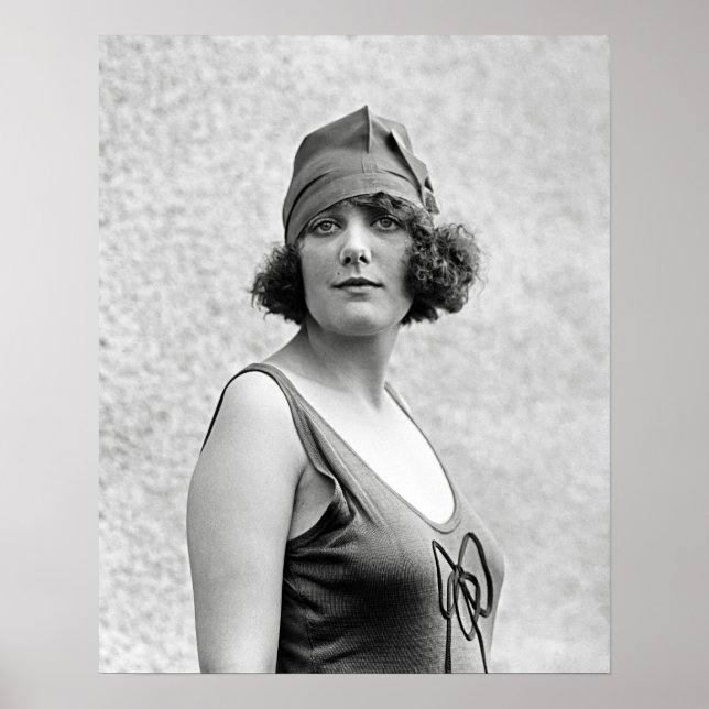 Bathing Beauty Portrait, 1922. Vintage Photo Poster (Front)