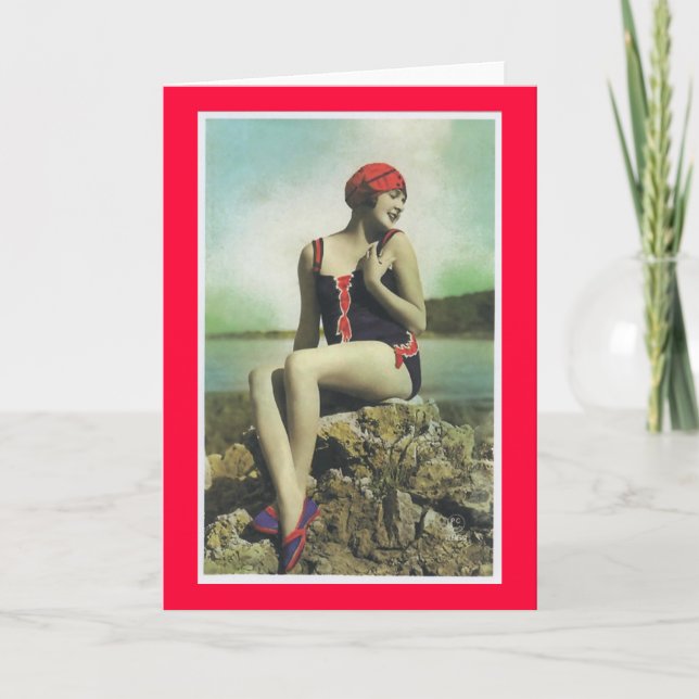 Bathing Beauty Vintage Look Greeting Card (Front)