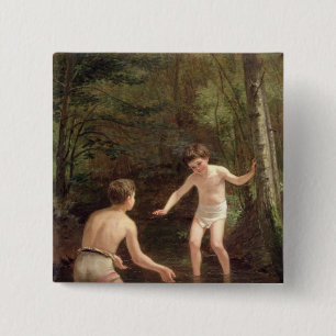 Bathing Boys, 1873 15 Cm Square Badge