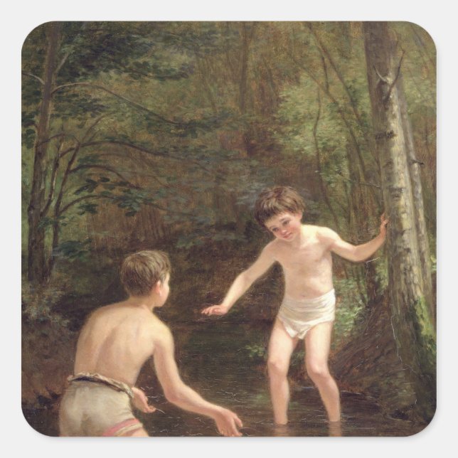 Bathing Boys, 1873 Square Sticker (Front)