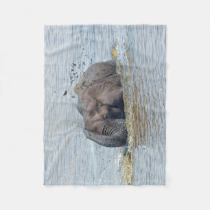 Bathing elephant fleece blanket