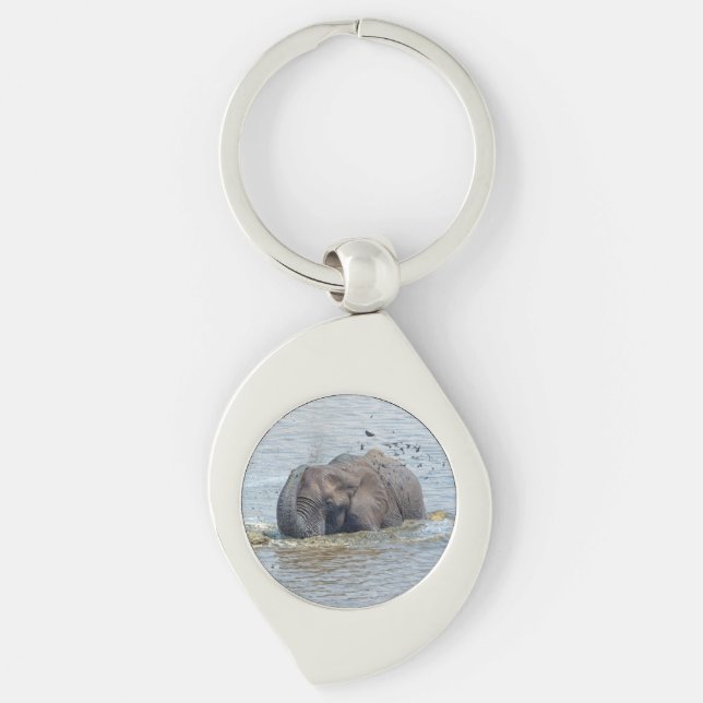 Bathing elephant key ring (Front)
