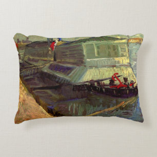 Bathing Float on Seine Asniere by Vincent van Gogh Decorative Cushion