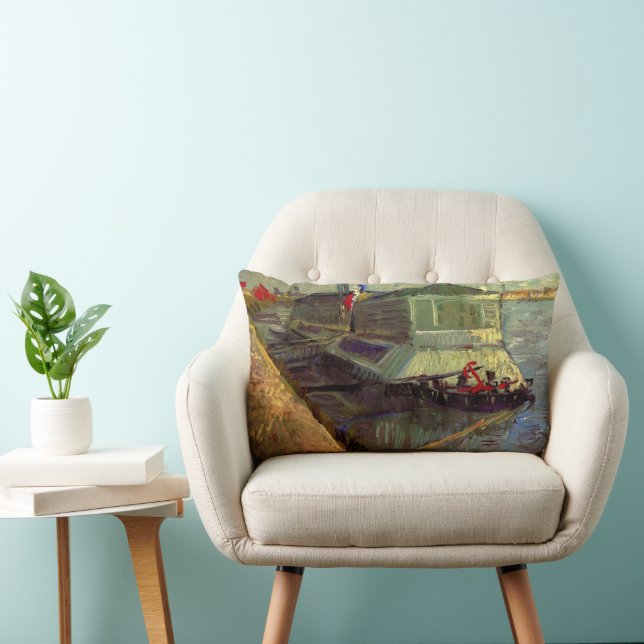Bathing Float on Seine Asniere by Vincent van Gogh Lumbar Cushion (Chair)
