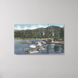 Bathing Floats, Swimmers in Cove Canvas Print