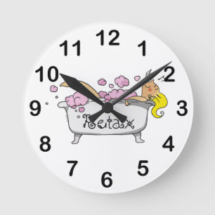 bathing girl round clock