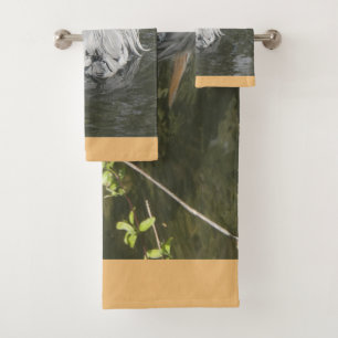 Bathing Grey Heron Bath Towel Set