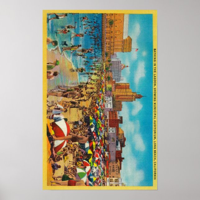 Bathing in the Lagoon, Long Beach Poster (Front)