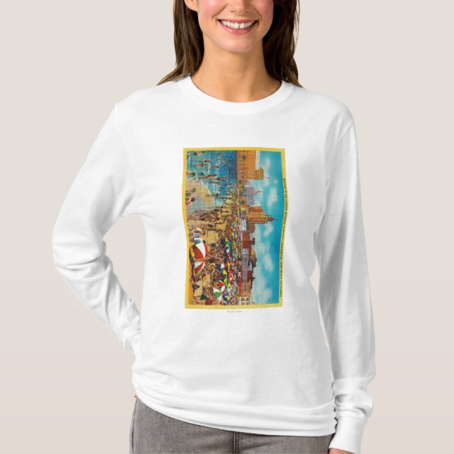 Bathing in the Lagoon, Long Beach T-Shirt (Front)