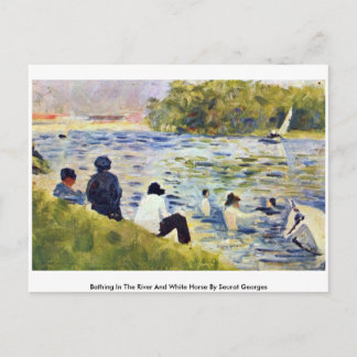 Bathing In The River And White Horse Postcard