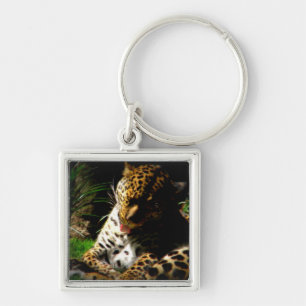 Bathing Leopard Key Ring