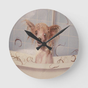 BATHING PUPPY ROUND CLOCK