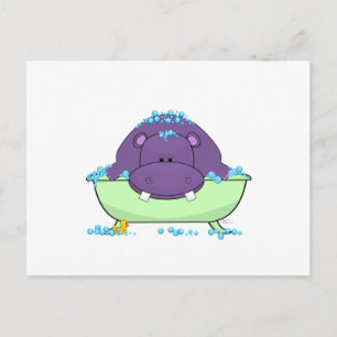 Bathing Purple Hippo Postcard