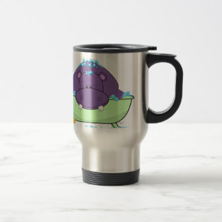 Bathing Purple Hippo Travel Mug