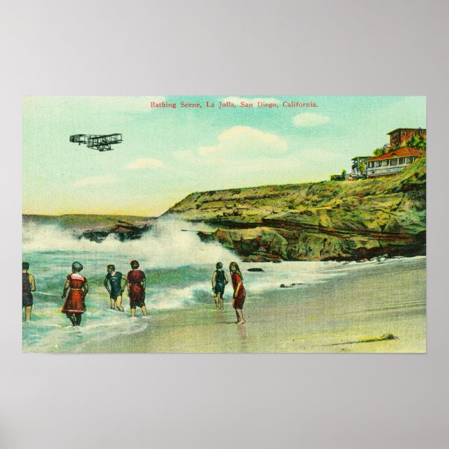 Bathing Scene at La Jolla BeachSan Diego, CA Poster (Front)