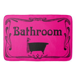 Bathmat bathroom vintage tub pink black