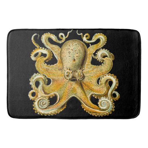 Image of Bathmat black Gold Octopus