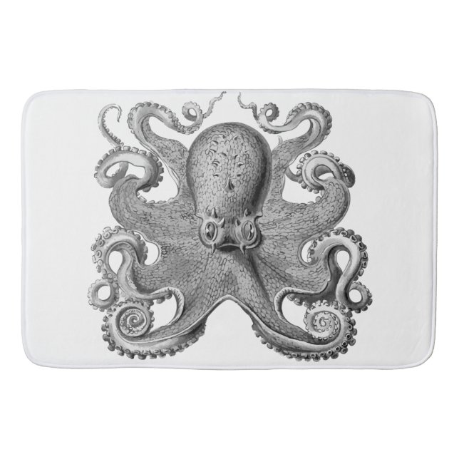 Bathmat black  silver grey  Octopus (Front)