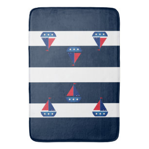 Bathmat - Blue Stripes Sailing Boat
