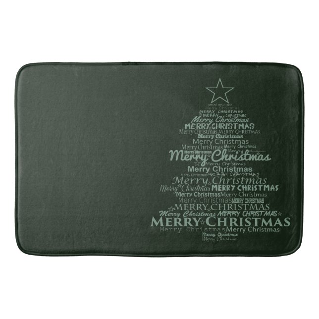 Bathmat  green tree merry Christmas (Front)