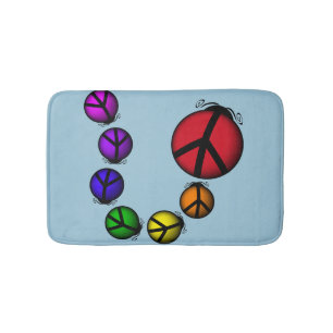 Bathmat, Ladybug Peace Sign Bugs Bath Mat