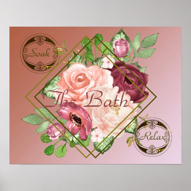 Bathroom Artwork The Bath with Roses Poster (Front)