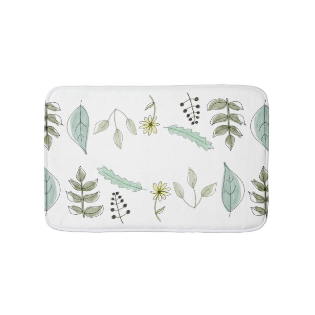 Bathroom Bath Mat - Summer Leaves (Front)